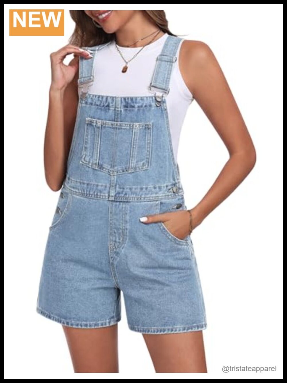 Denim Overall Shorts for Women Adjustable Straps Bib Jean Shortalls